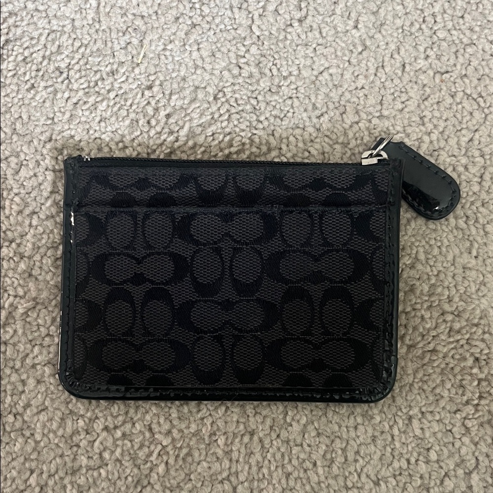 Coach Black Signature Key & Card Holder
